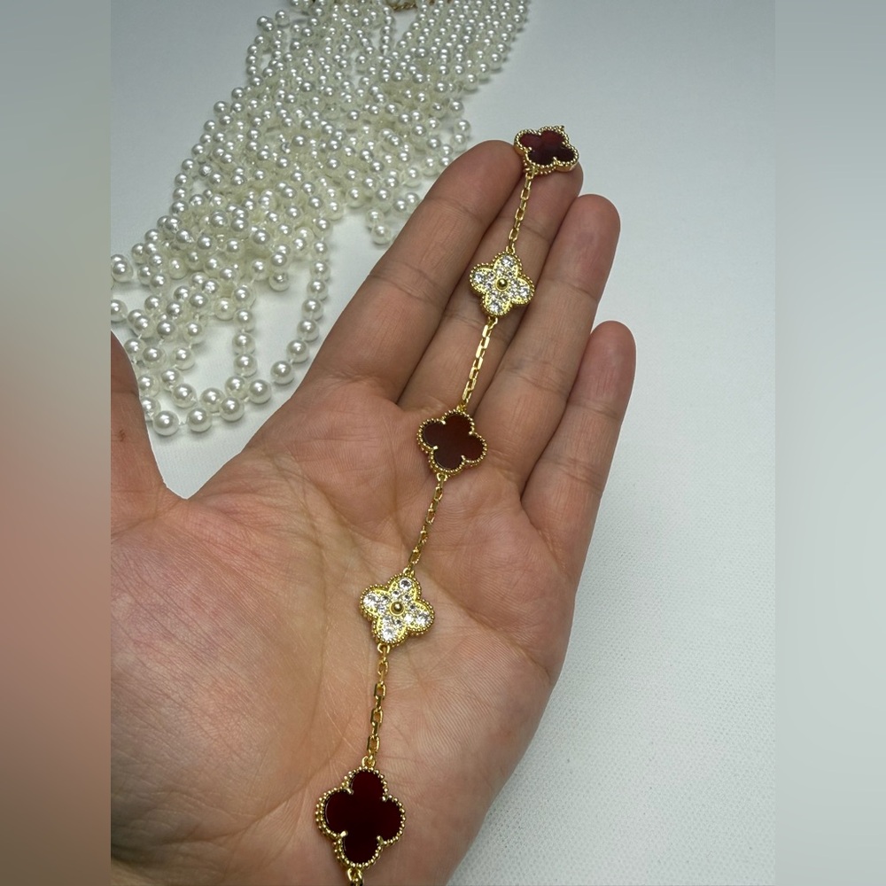 Gold and Red Bracelet four clover - Picture 6 of 8